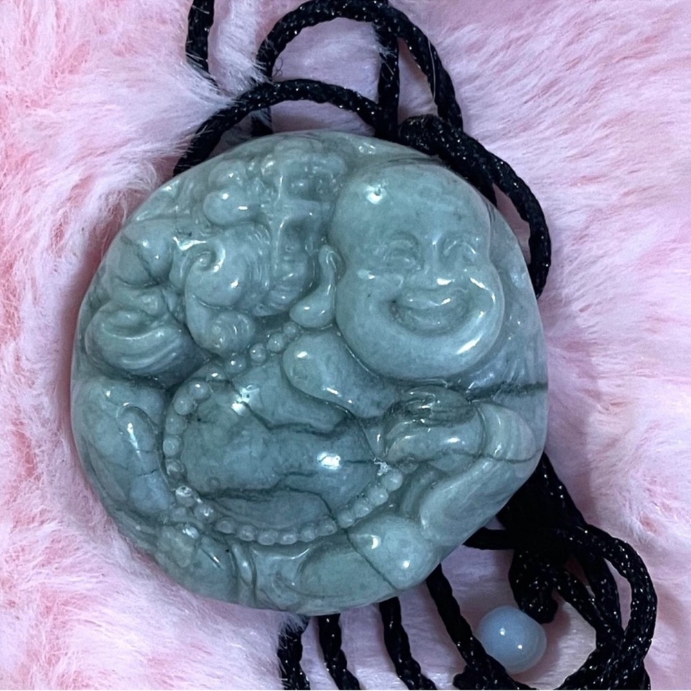 Certified Grade A Burma Green Jade Buddha Necklace